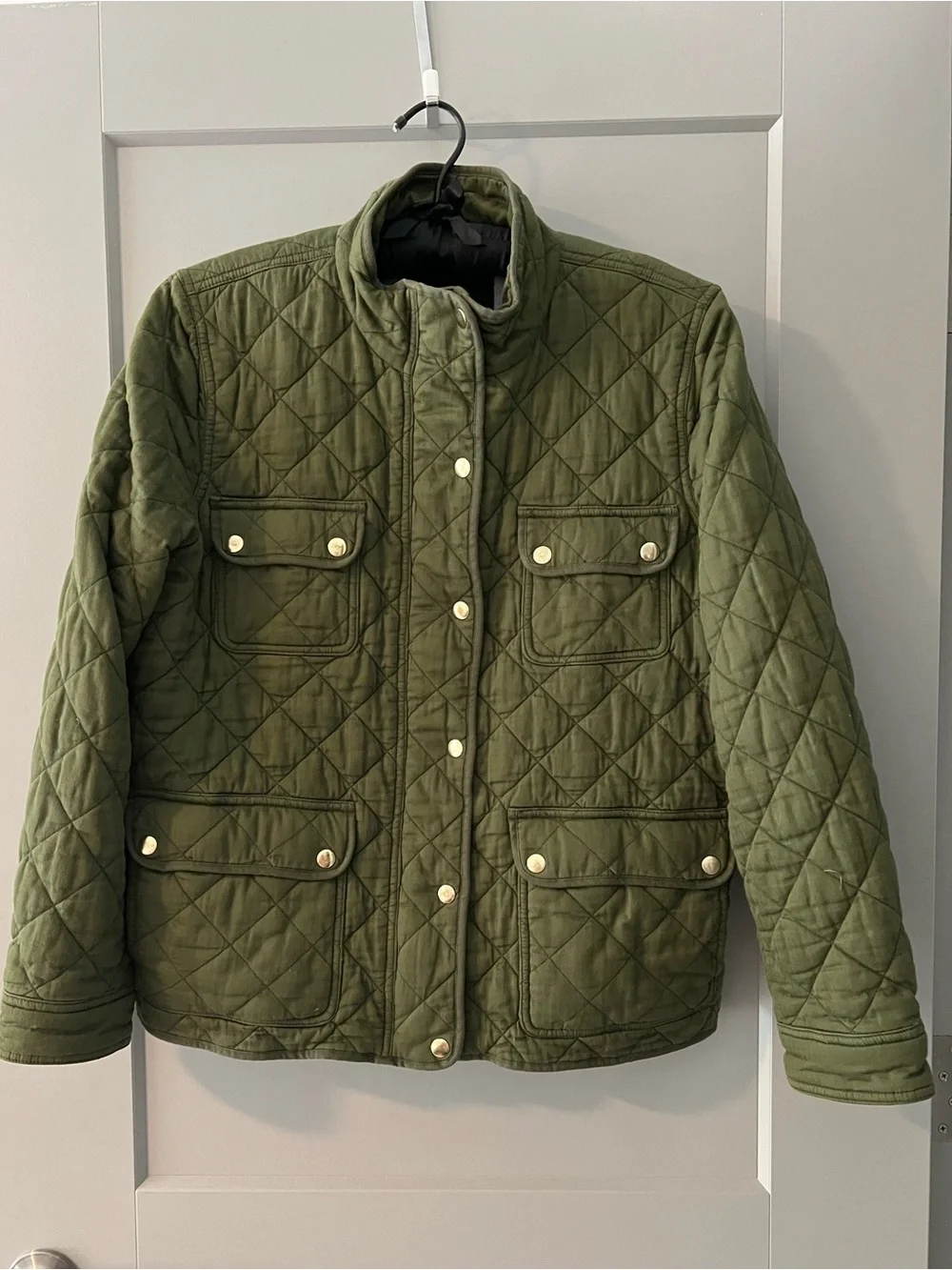 JCrew Quilted Downtown Field Jacket - Olive Green